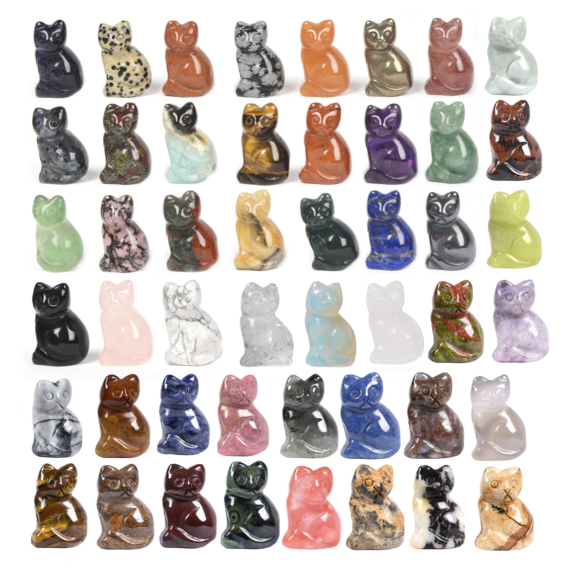 Amazon.com: Justinstones Quartz Crystal Gemstone Carved Cat